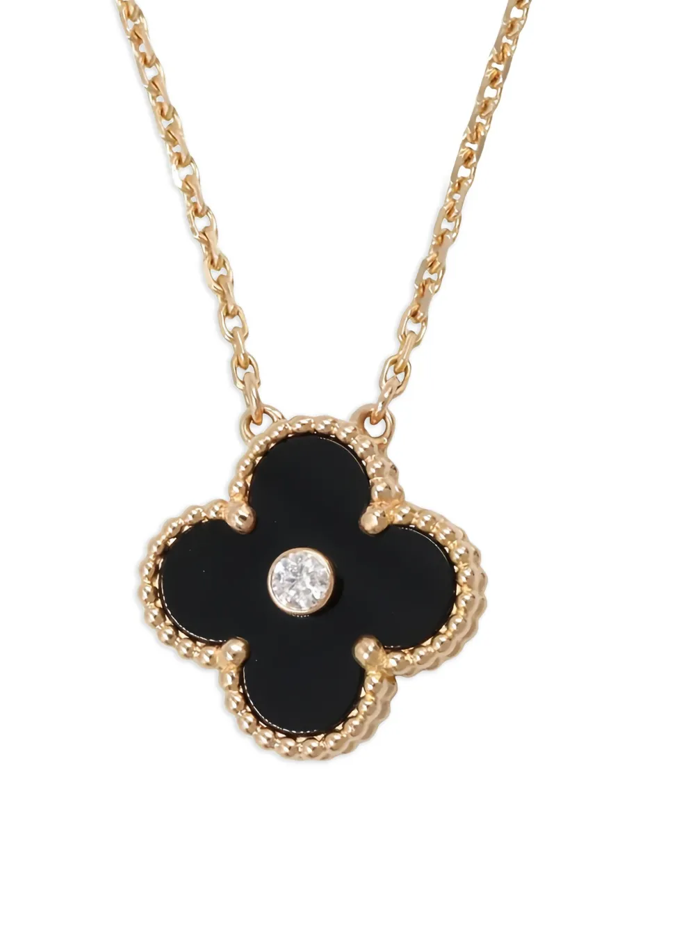 Van Cleef & Arpels Pre-Owned 2010s アルハンブラ ダイヤモンド＆オニキス ネックレス 18Kローズゴールド