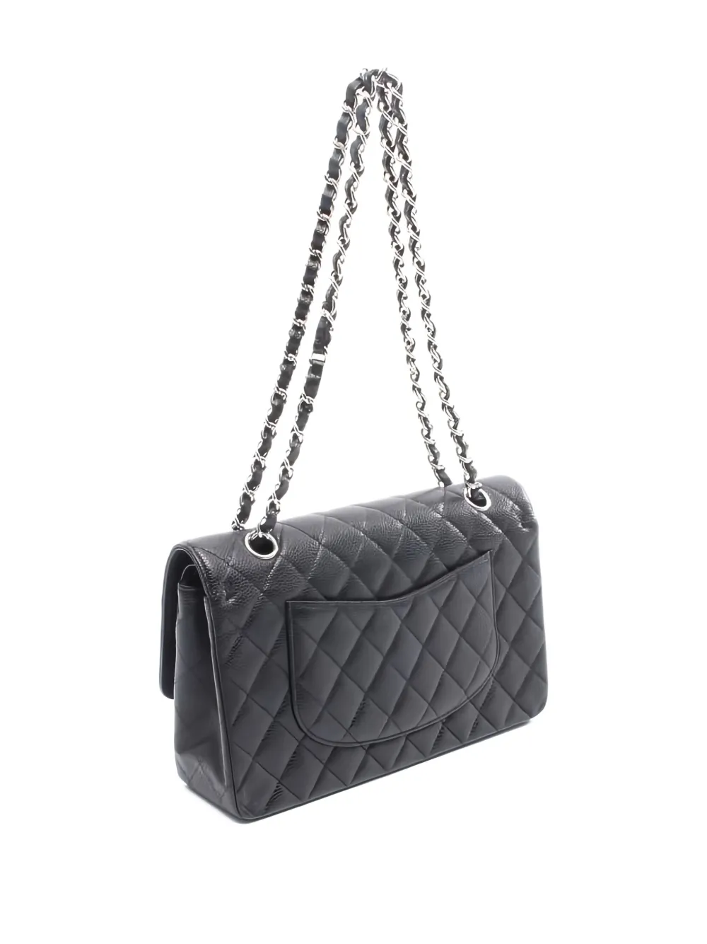 Pre-owned Chanel 2011 Matelassé W Flap Chain Shoulder Bag In Black