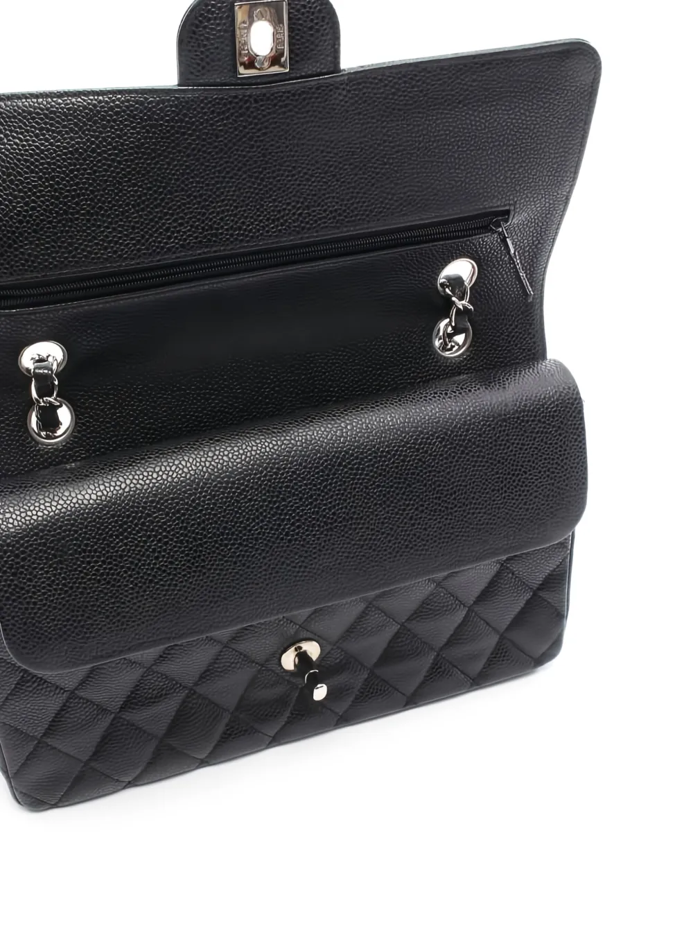 Pre-owned Chanel 2011 Matelassé W Flap Chain Shoulder Bag In Black