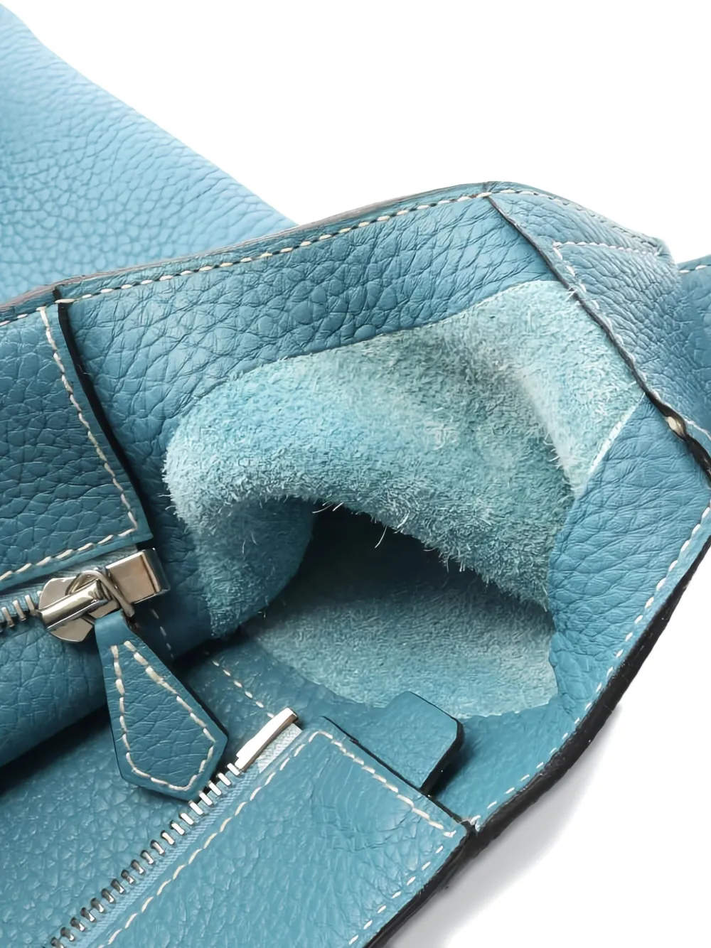 Pre-owned Hermes 2011 Good News Gm Clemence Leather Shoulder Bag In Blue