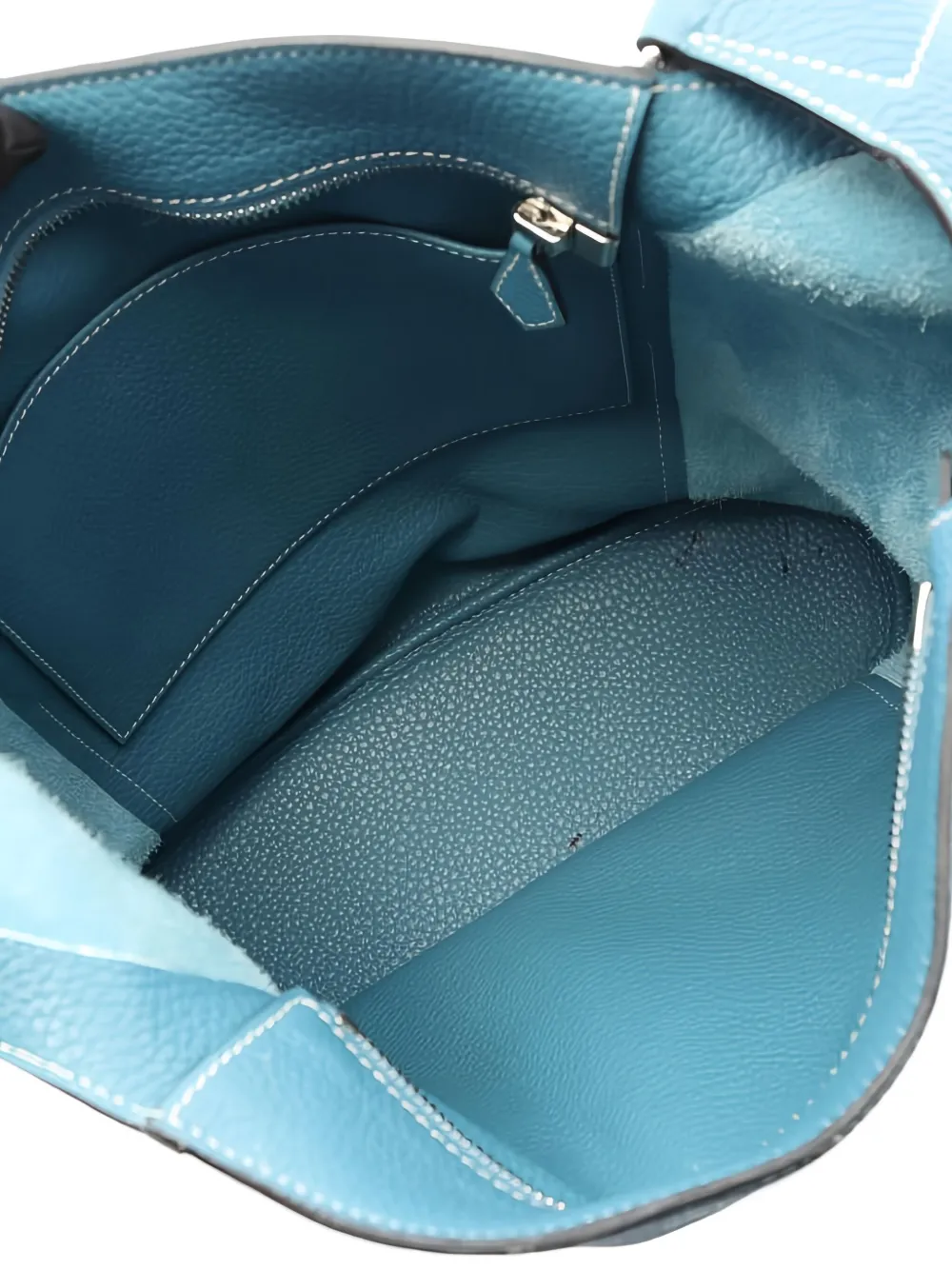 Pre-owned Hermes 2011 Good News Gm Clemence Leather Shoulder Bag In Blue