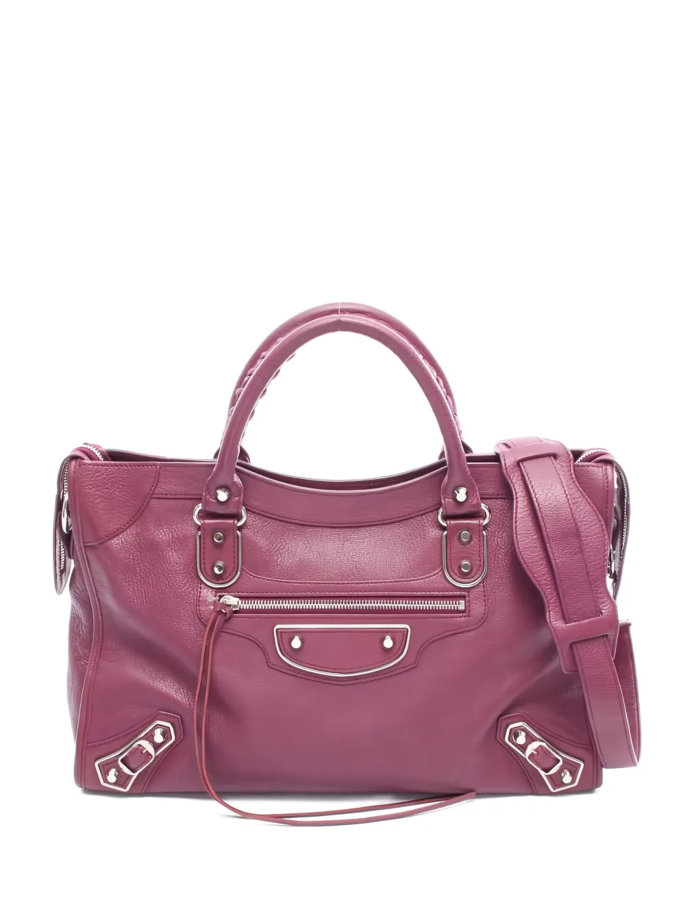 Pre-owned Balenciaga 2010s Le City Metallic Edge Tote Bag In Purple