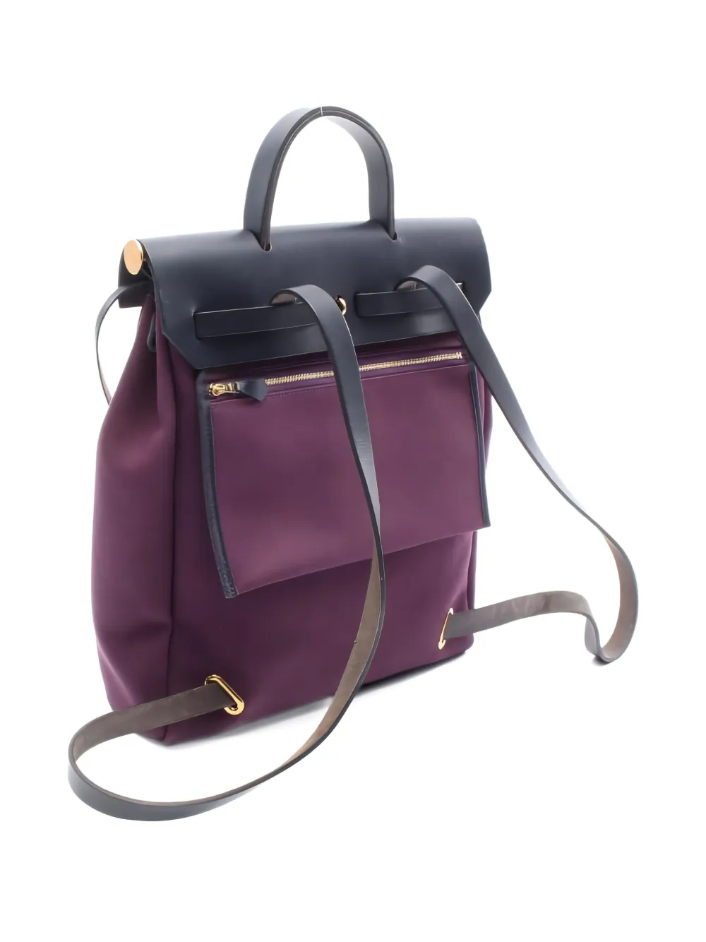 Pre-owned Hermes 2021 Zip Leather Backpack In Purple
