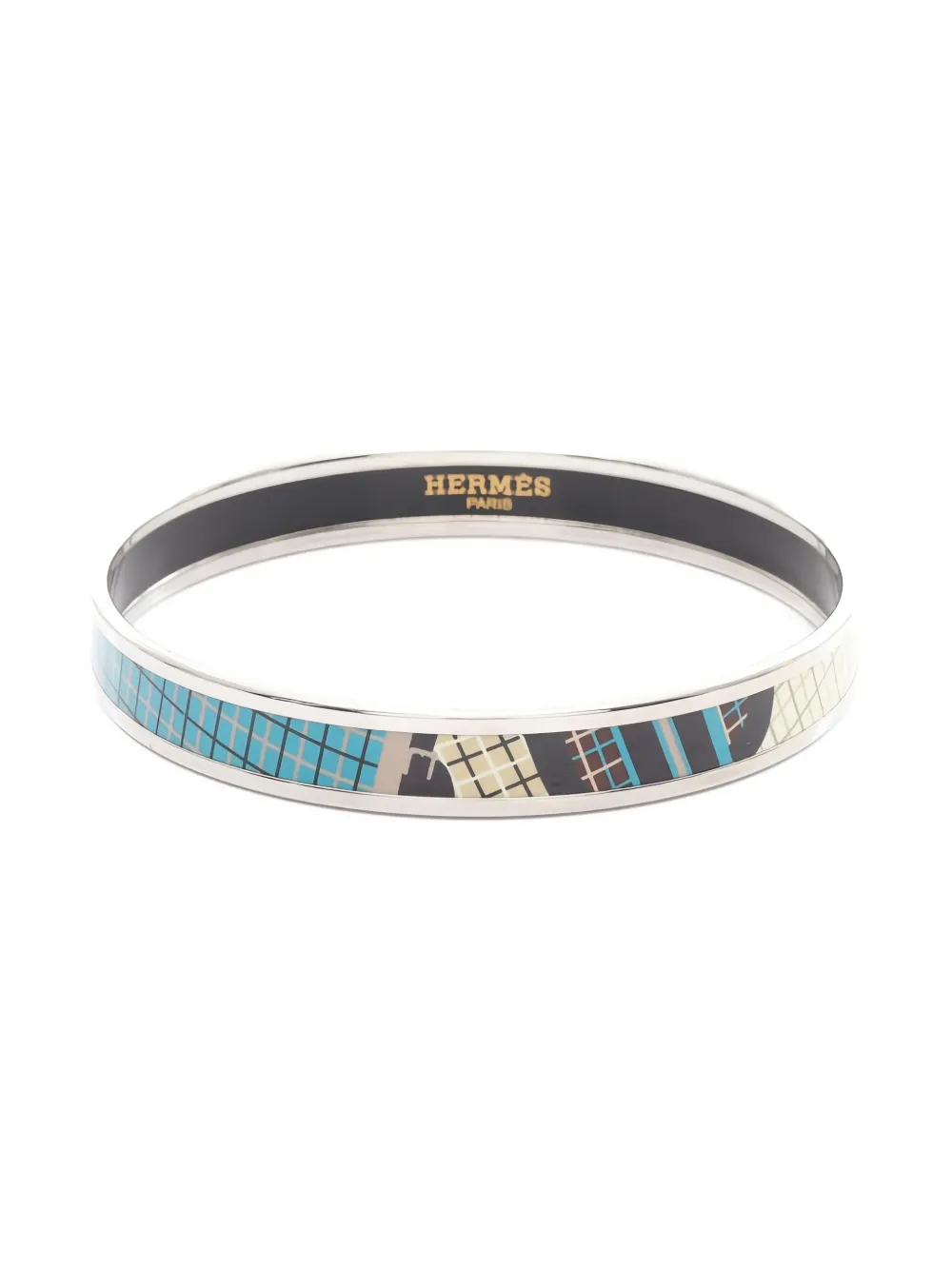 Hermès Pre-Owned 2010s enamel-printed PM bangle | Silver | Image 1