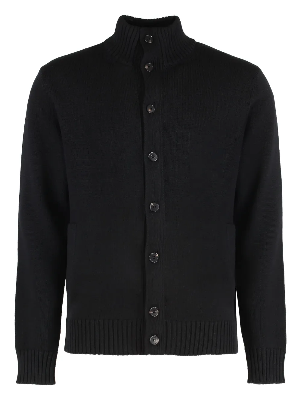slowear button high-neck cardigan | Black | Image 1