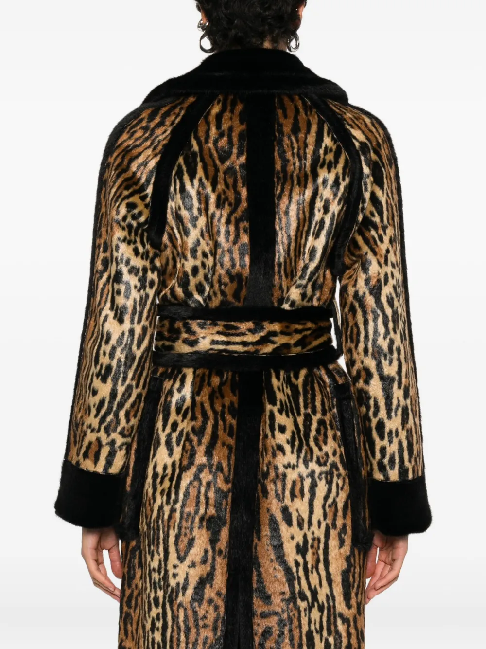 Stand Studio Animal-print Belted Coat In Brown