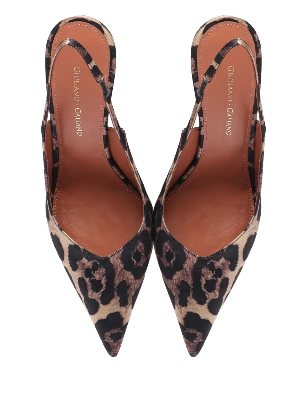 Giuliano Galiano 90 mm Holly slingback pumps met puntige neus Bruin