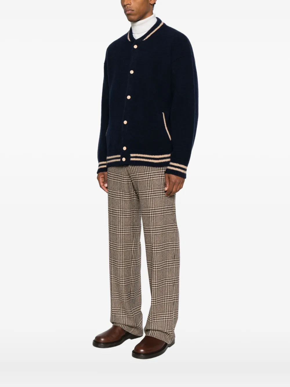 Laneus Knitted Bomber Cardigan In Blue