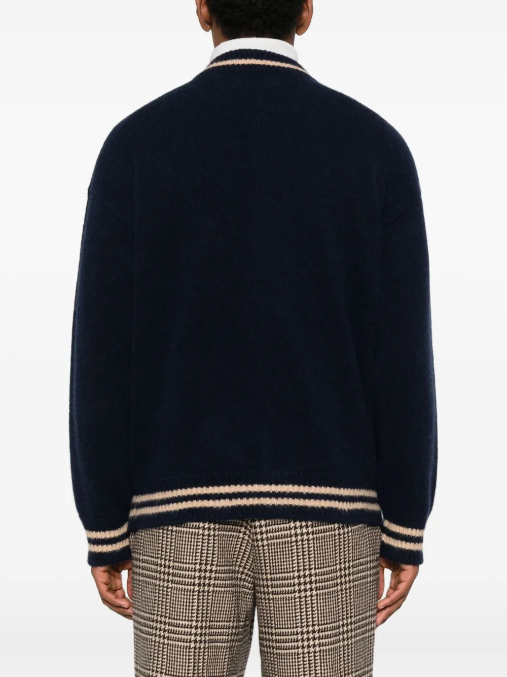 Laneus Knitted Bomber Cardigan In Blue