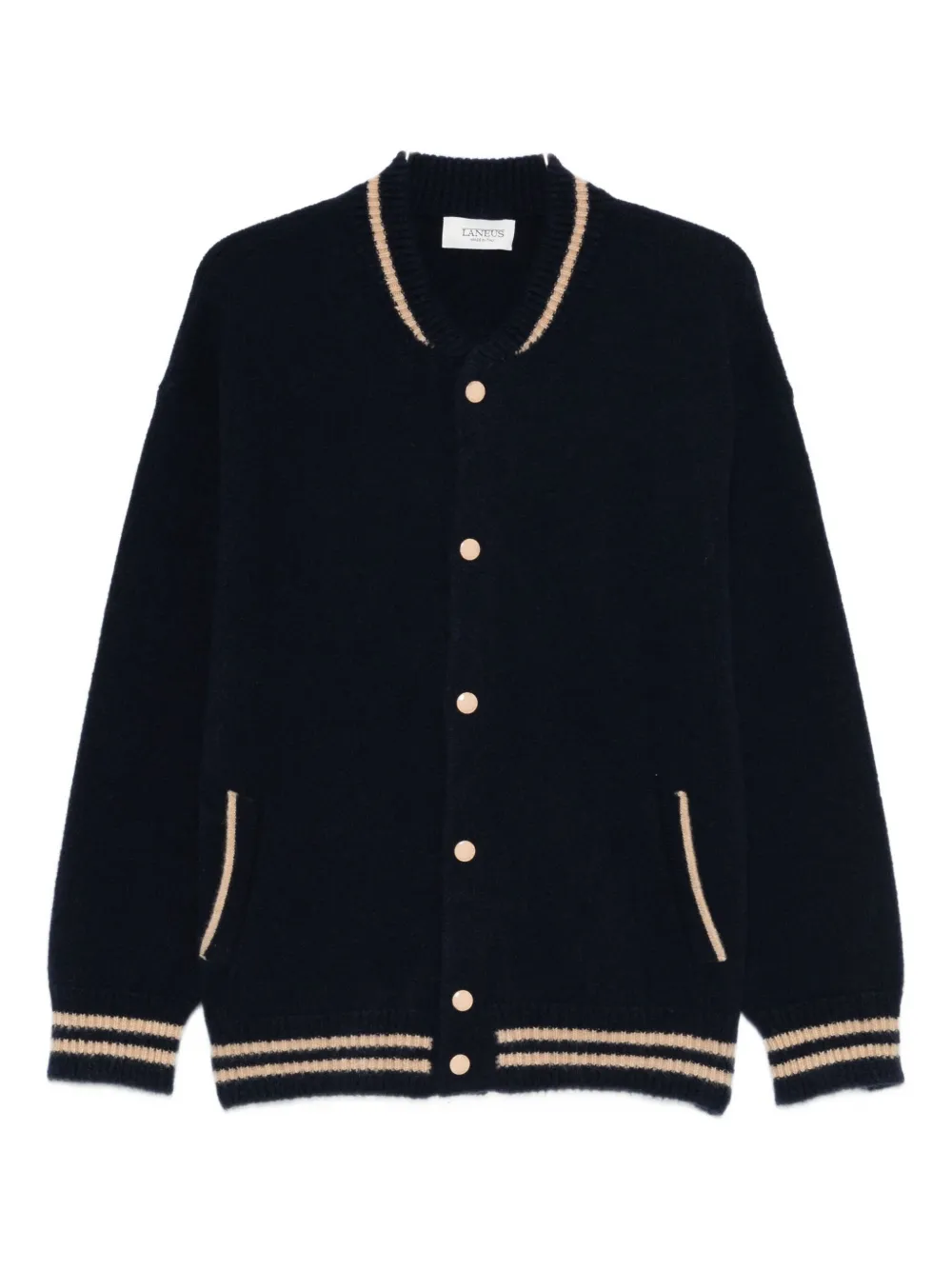 Laneus Knitted Bomber Cardigan In Blue