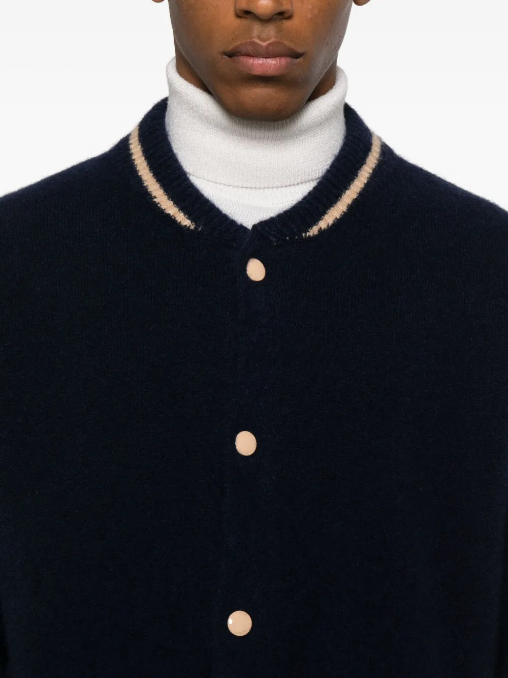 Laneus Knitted Bomber Cardigan In Blue