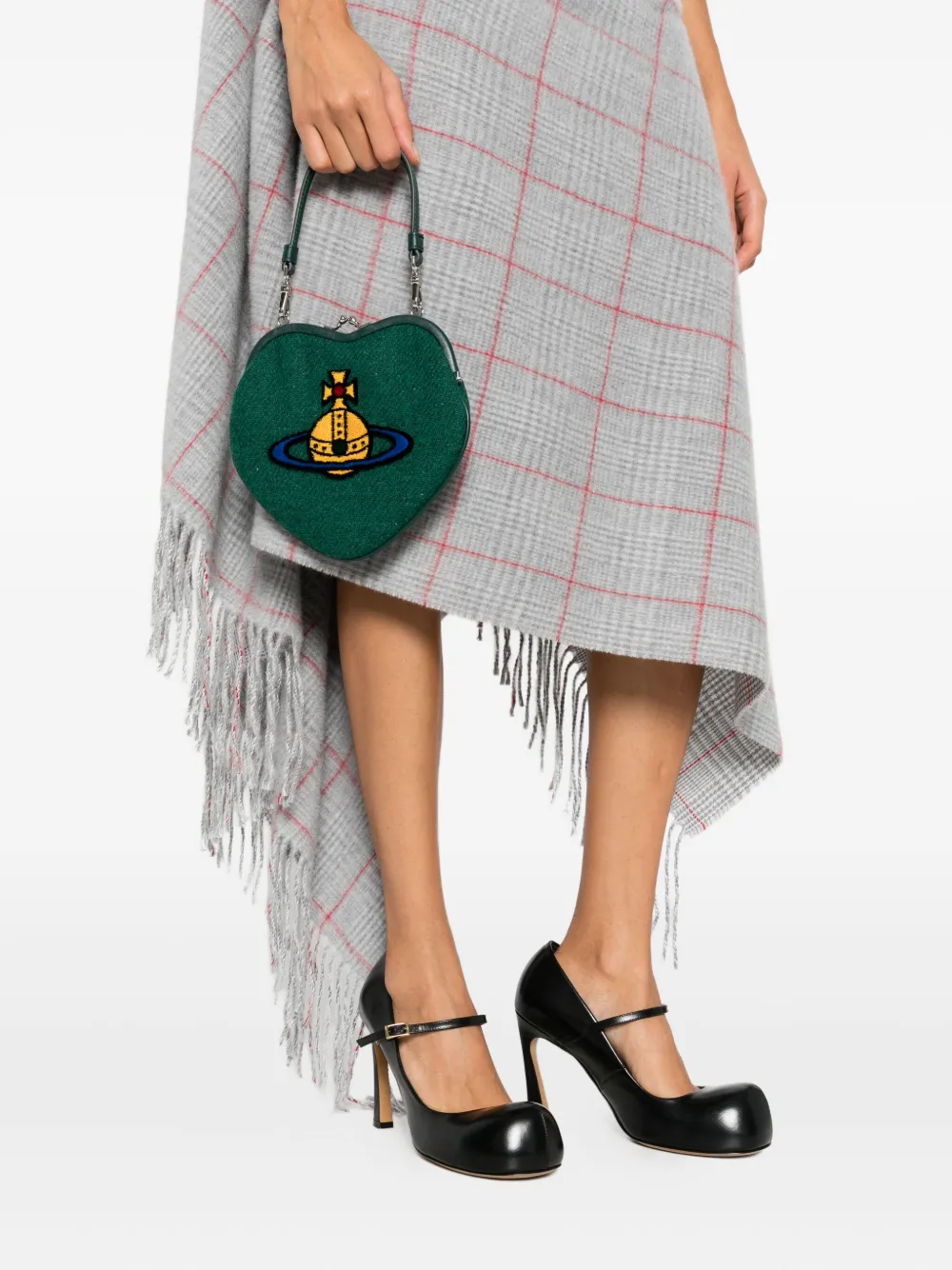 Vivienne Westwood Belle Heart Appliqué Clutch Bag In Green