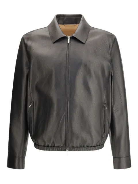 Ferragamo shirt-collar zip-fastening deerskin jacket