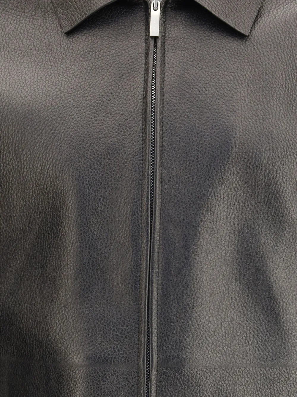 Ferragamo Jack van hertenleer met ritssluiting en shirtkraag Zwart