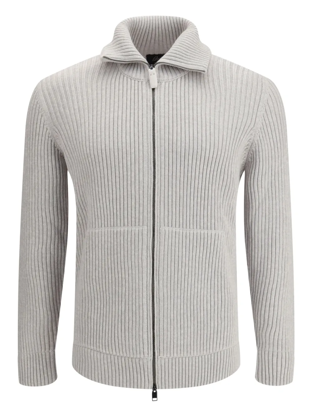 Brioni zip-up ribbed-knit cardigan | Grey | Image 1