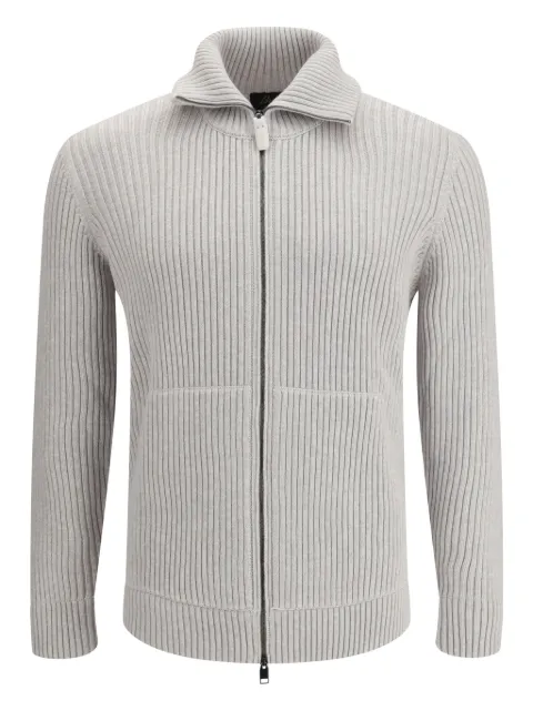 Brioni zip-up ribbed-knit cardigan