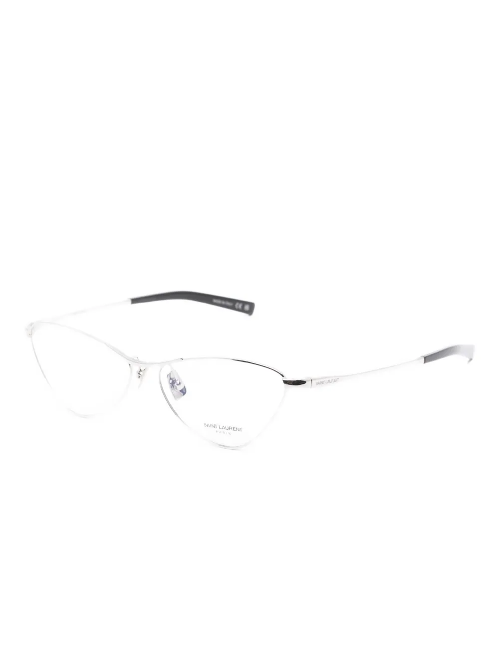 Saint Laurent Triangular-frame Glasses In Silver