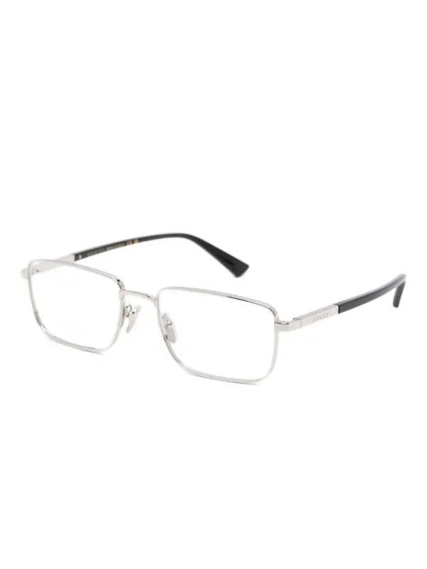 Gucci Eyewear スクエアメガネフレーム | シルバートーン | FARFETCH JP