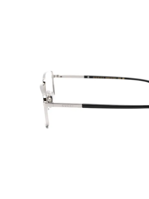GUCCI メガネ シルバー 四角形 Gucci Eyewear スクエアメガネフレーム | シルバートーン | FARFETCH JP