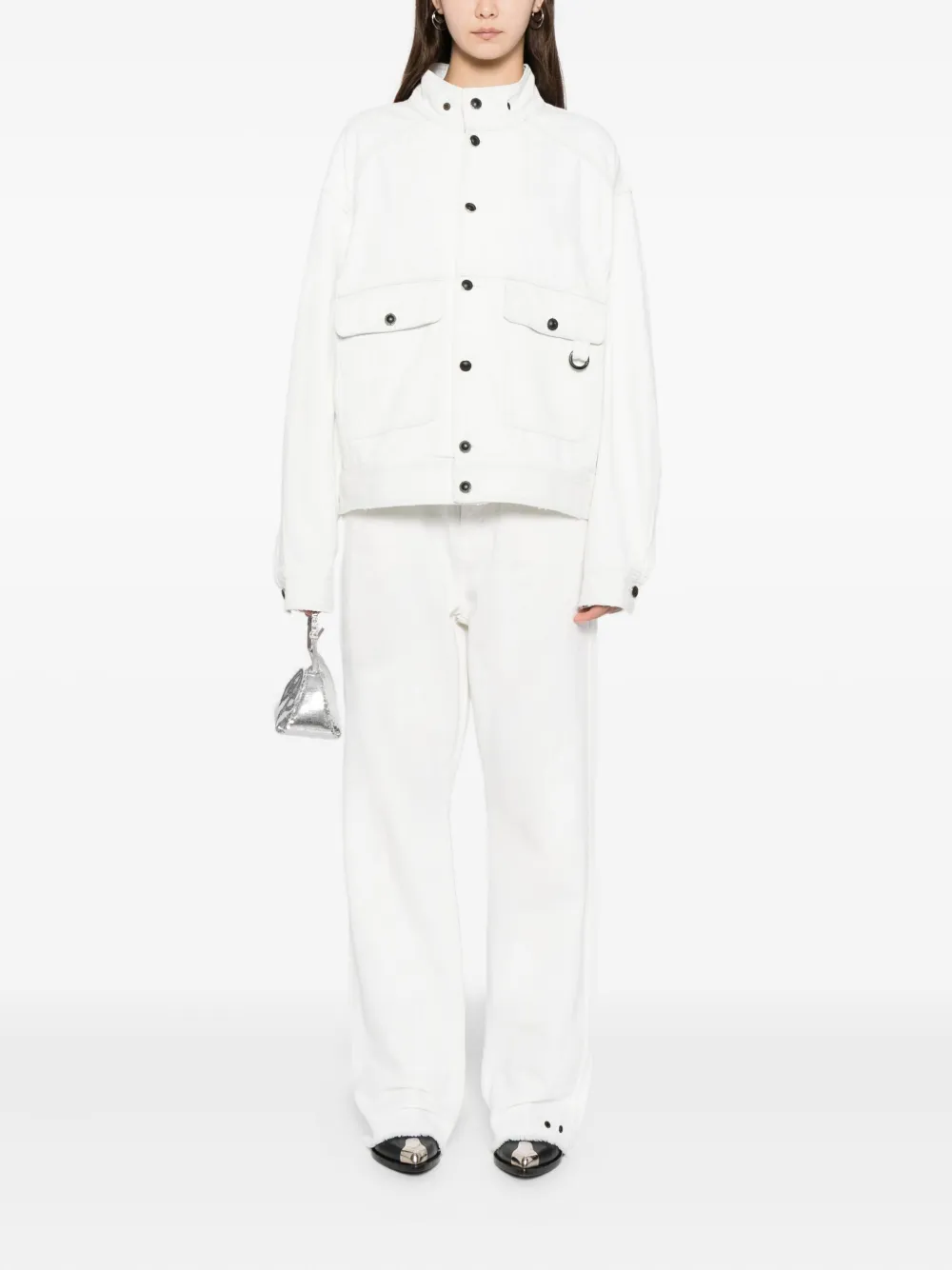 Team Wang Design Denim Jacket In White