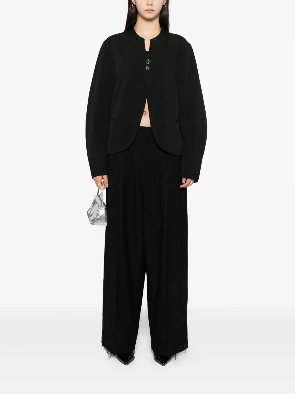 Team Wang Design Stand-collar Blazer In Black