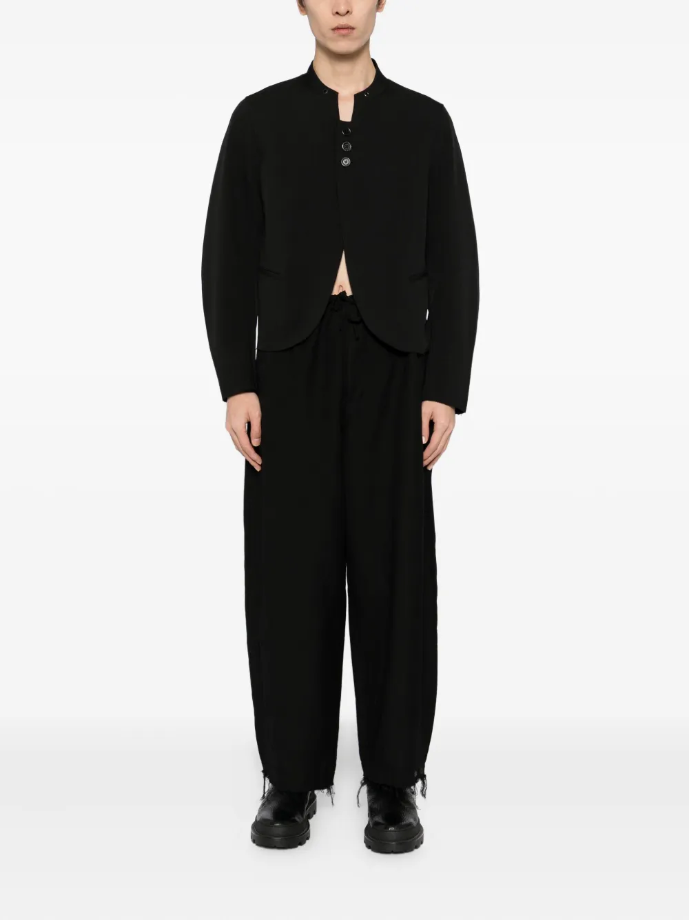 Team Wang Design Stand-collar Blazer In Black
