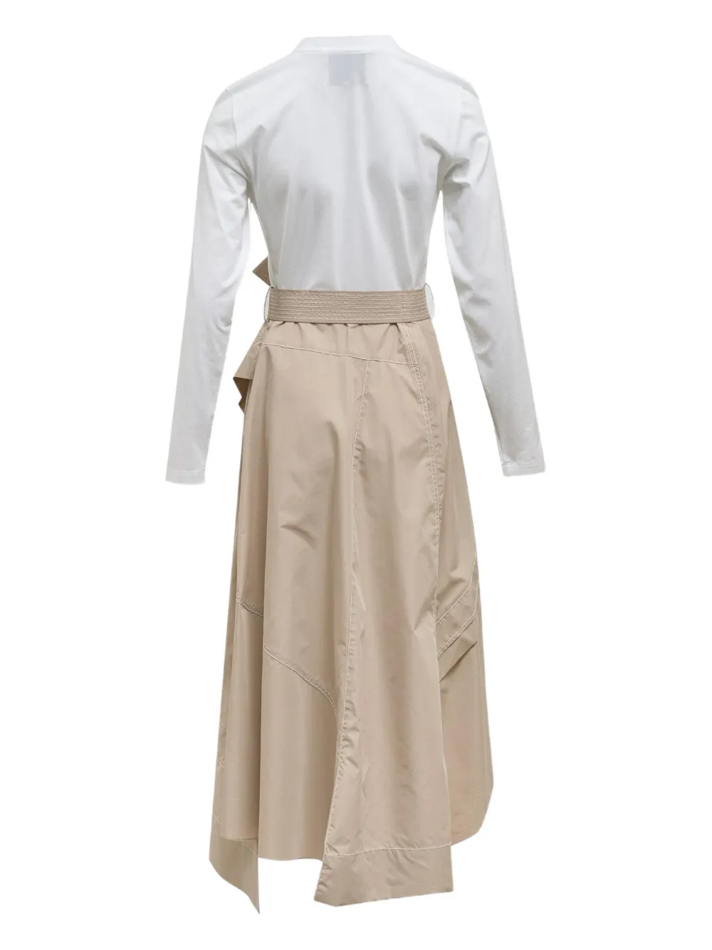 3.1 Phillip Lim Midi-jurk met gestrikte taille en vlakken - Beige