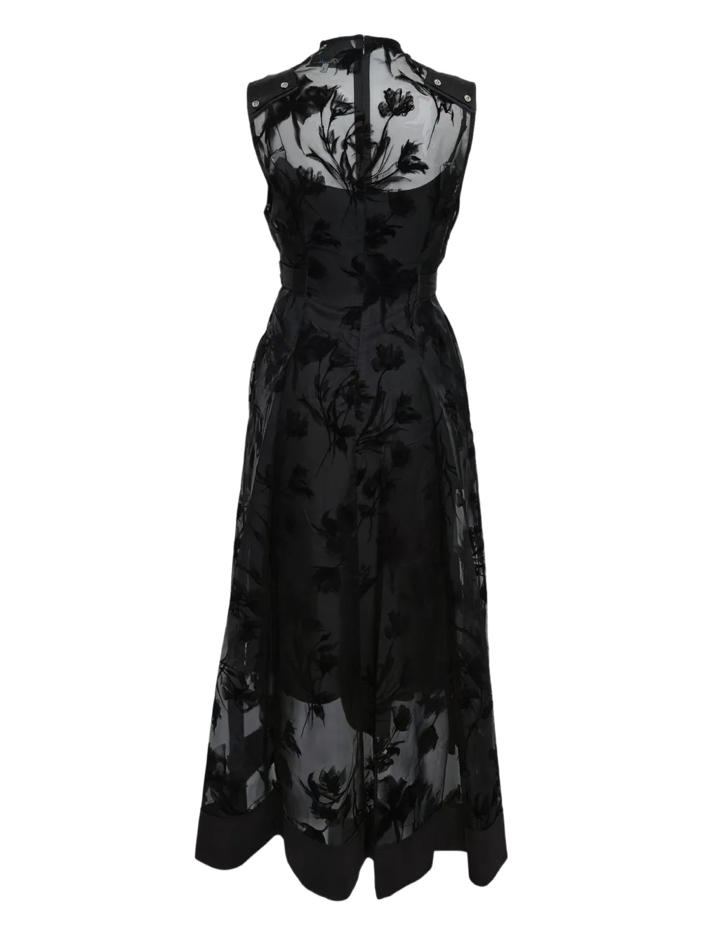 3.1 Phillip Lim Midi-jurk met ceintuur en bloemenprint - Zwart