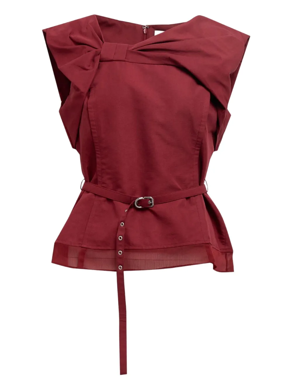 3.1 Phillip Lim Draped Bow Belted Shell Top In Red