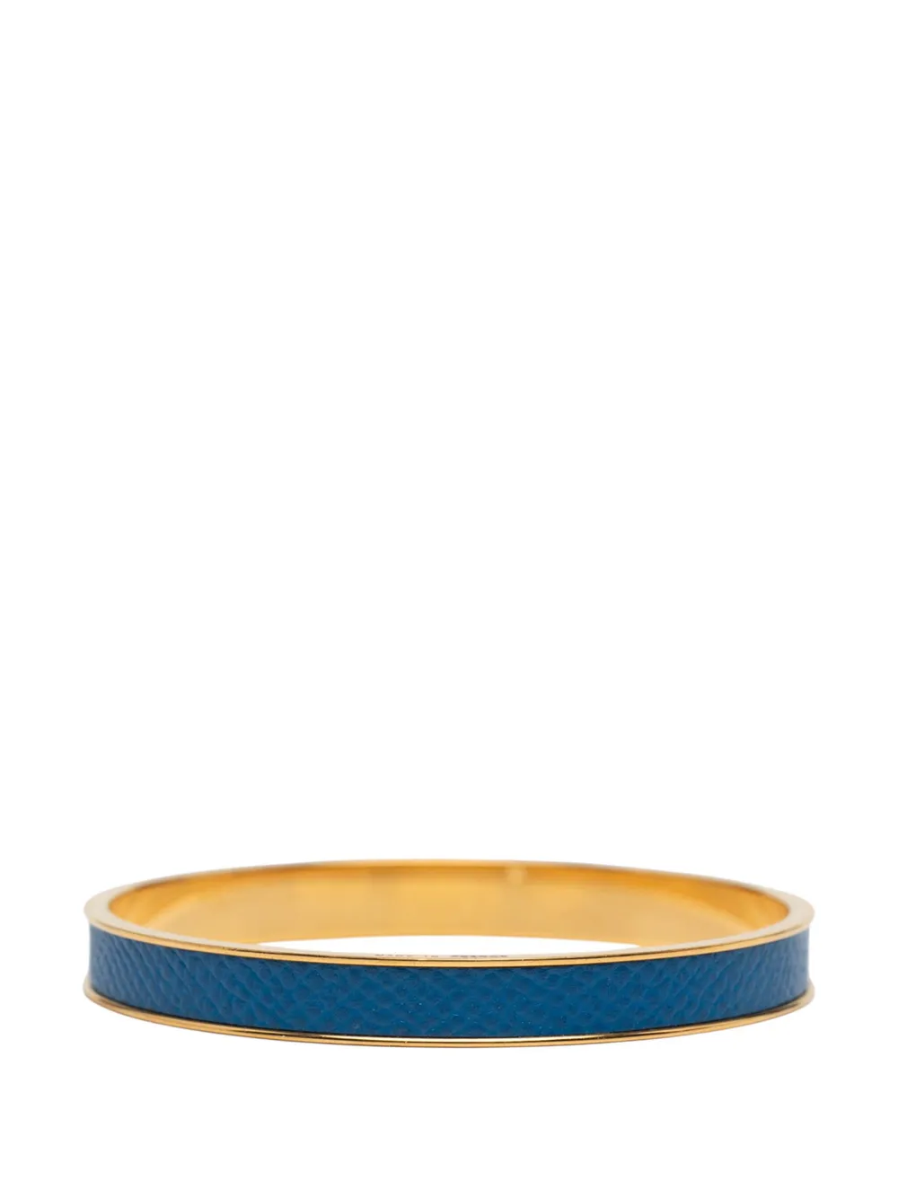 Pre-owned Hermes 2010-2025 Leather Kelly Cadena Lock Bangle Bracelet Costume Bracelet In Blue