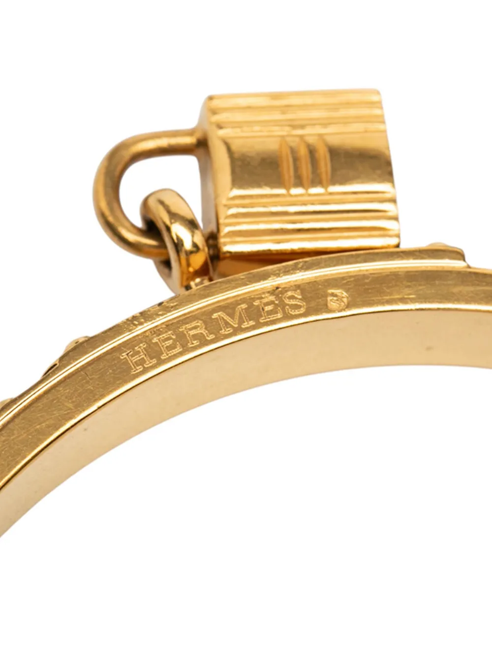Pre-owned Hermes 2010-2025 Leather Kelly Cadena Lock Bangle Bracelet Costume Bracelet In Blue