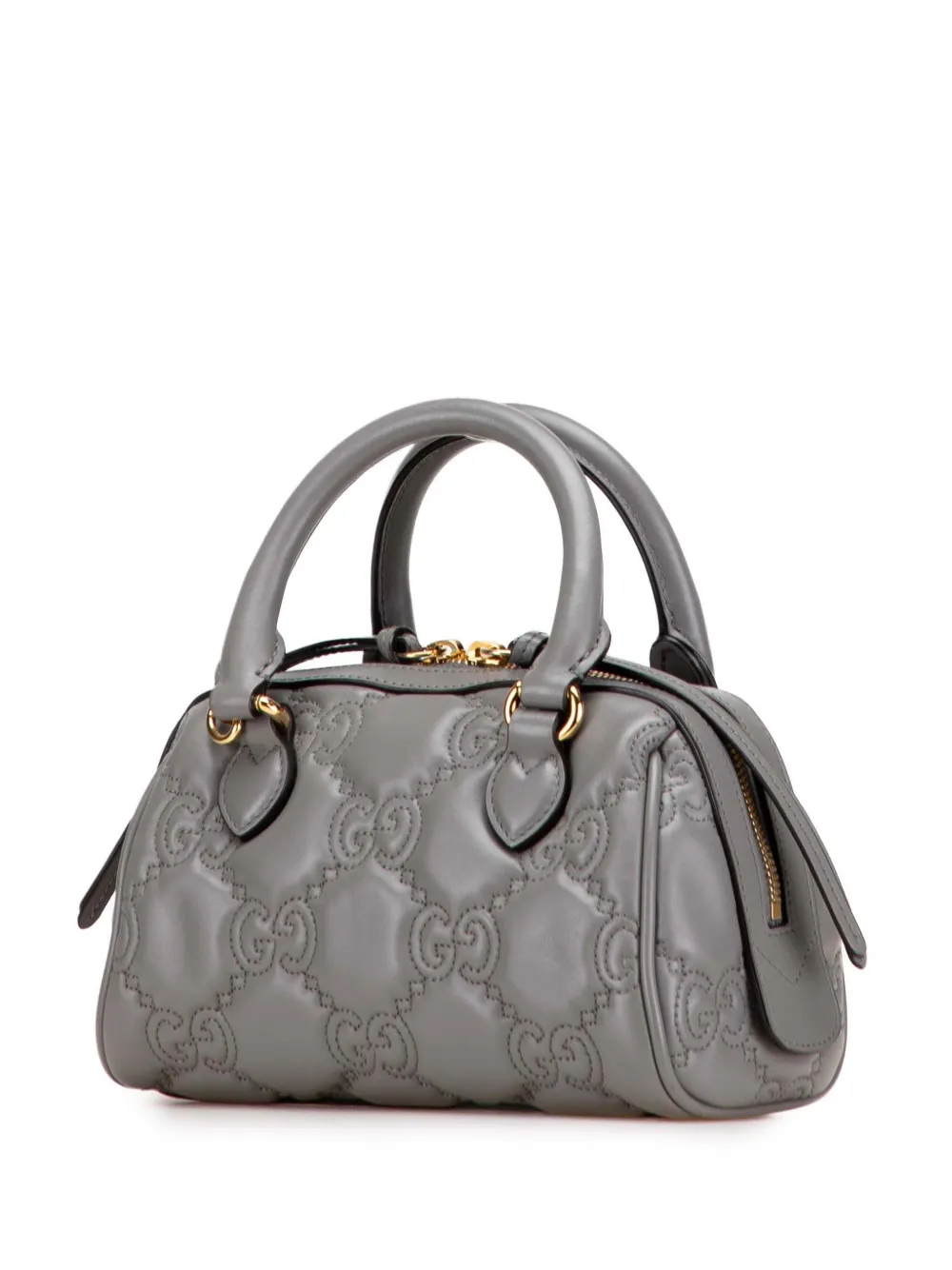 Pre-owned Gucci 2016-2025 Mini Gg Matelasse Leather Marmont Satchel In Gray