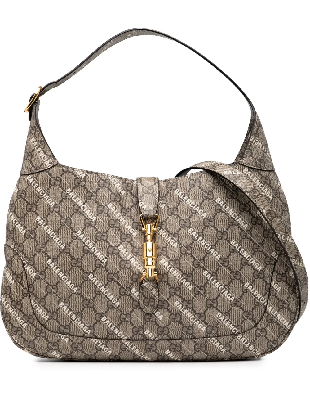 Pre-owned Gucci 2016-2025 Balenciaga The Hacker Project Medium Gg Supreme Jackie 1961 Crossbody Bag In Brown