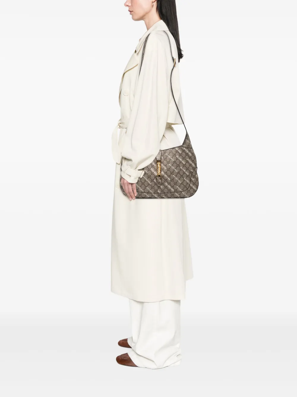 Pre-owned Gucci 2016-2025 Balenciaga The Hacker Project Medium Gg Supreme Jackie 1961 Crossbody Bag In Brown