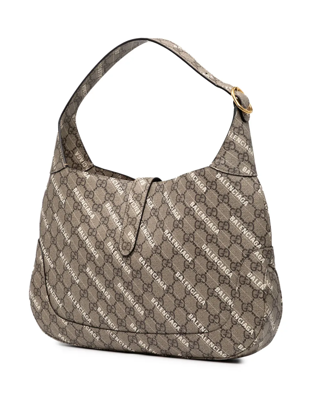 Pre-owned Gucci 2016-2025 Balenciaga The Hacker Project Medium Gg Supreme Jackie 1961 Crossbody Bag In Brown