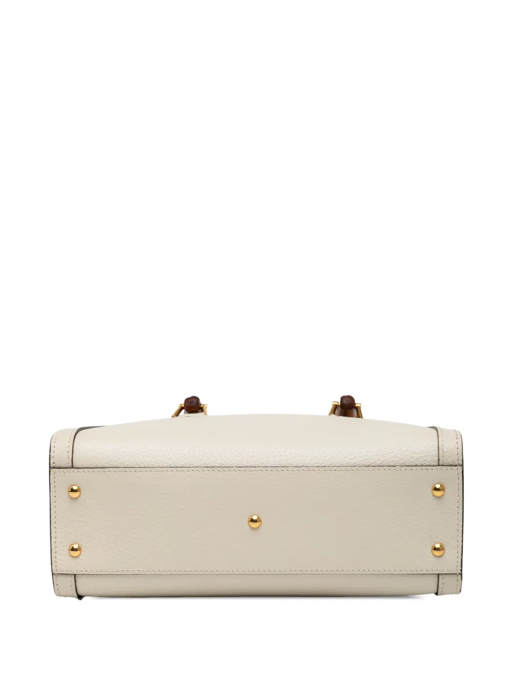 Pre-owned Gucci 2016-2025 Medium Leather Bamboo Diana Satchel In White
