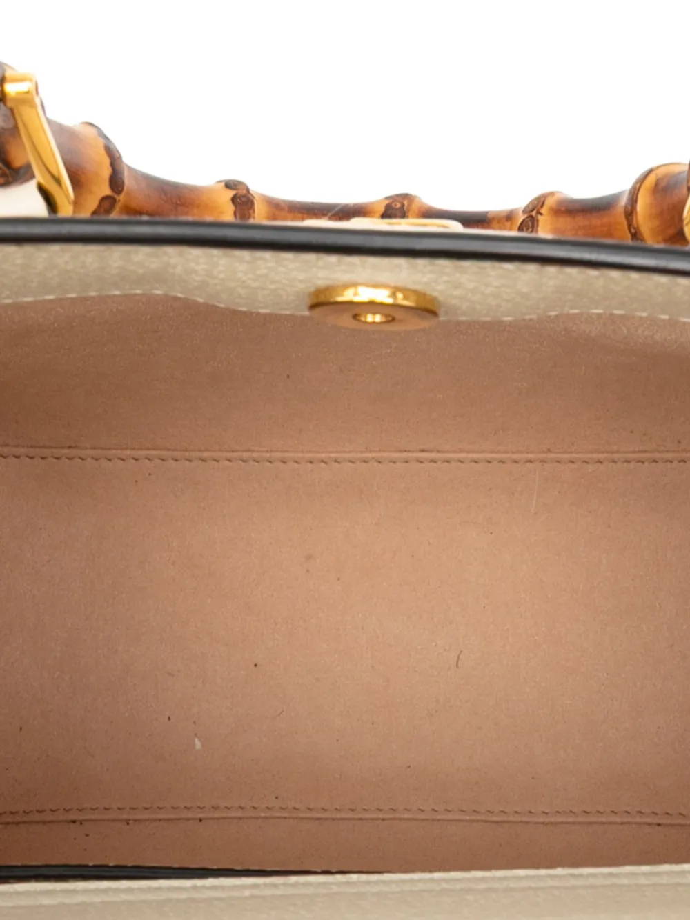 Pre-owned Gucci 2016-2025 Medium Leather Bamboo Diana Satchel In White