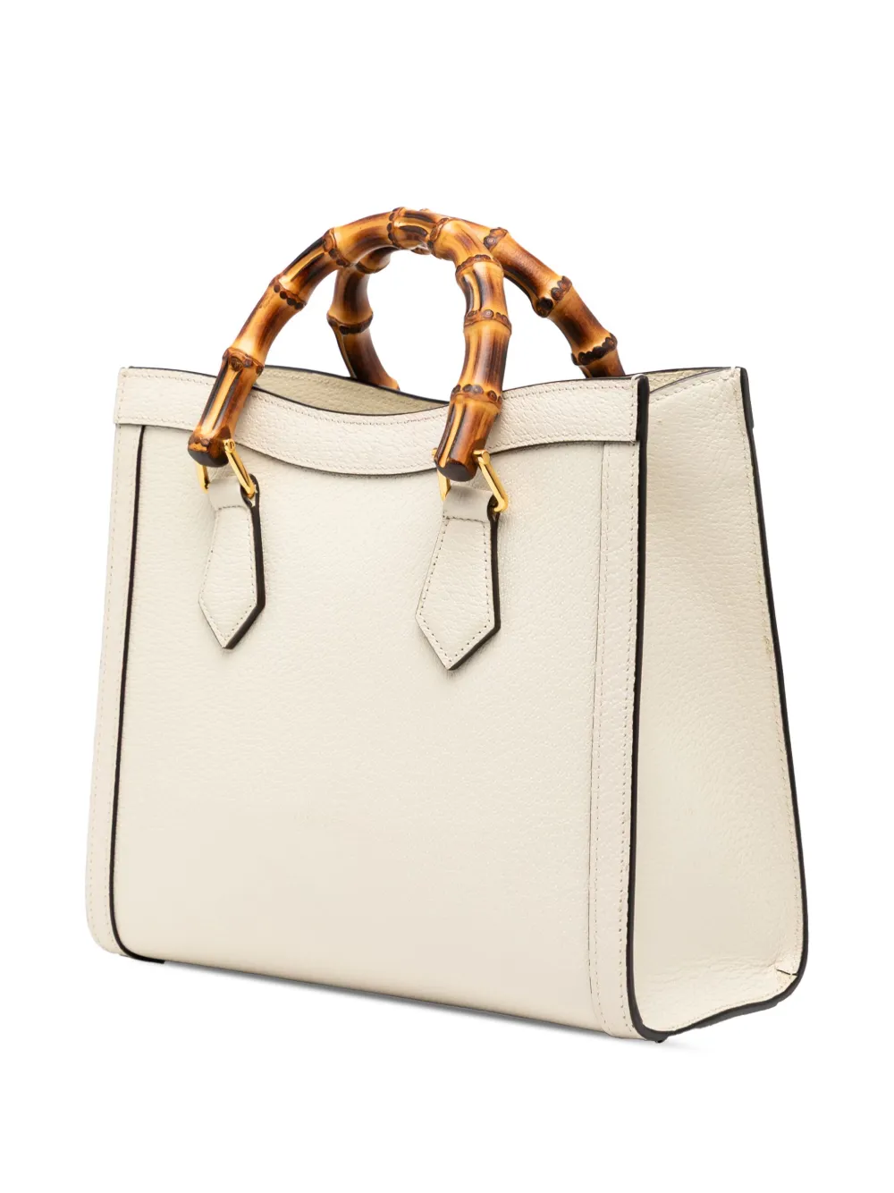 Pre-owned Gucci 2016-2025 Medium Leather Bamboo Diana Satchel In White