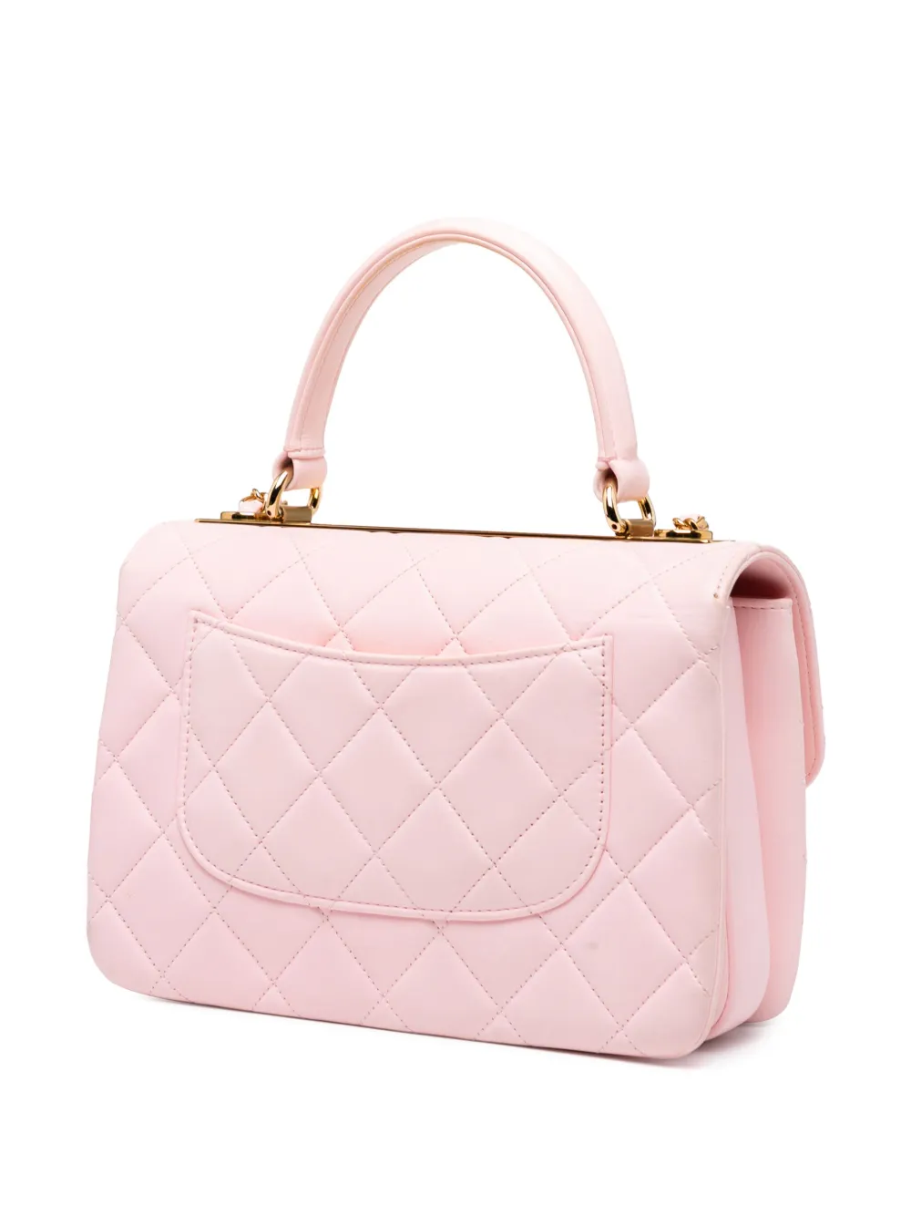 Pre-owned Chanel 2021-2025 Small Quilted Lambskin Trendy Cc Flap Satchel In Pink