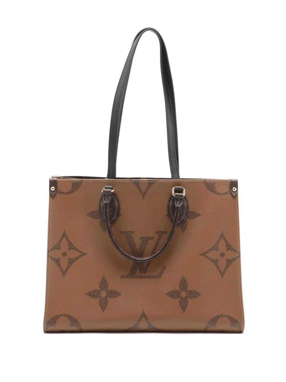 Pre-owned Louis Vuitton 2021-2025 Monogram Giant Onthego Mm Satchel In Brown