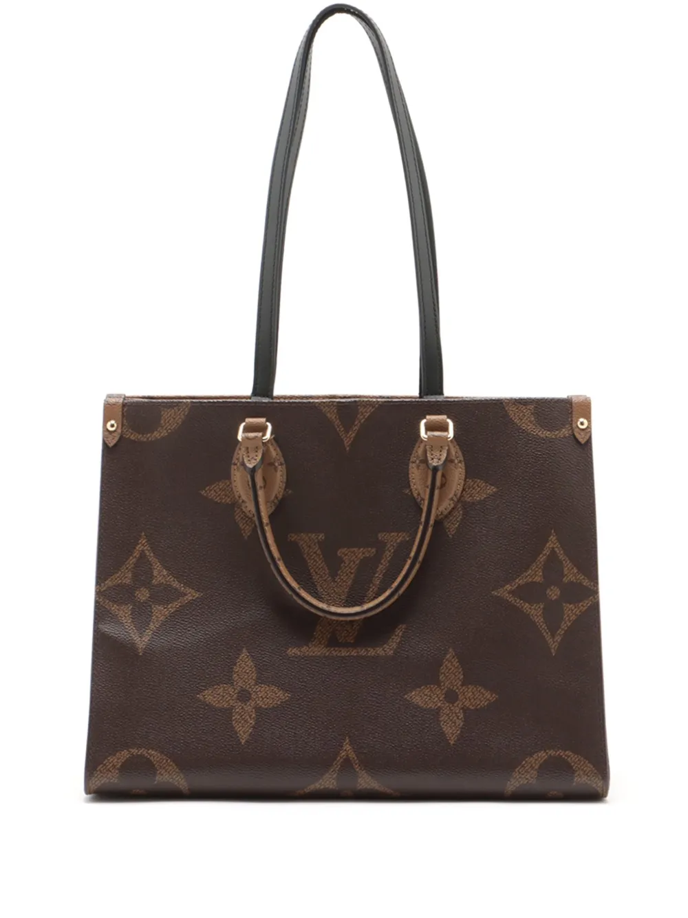 Pre-owned Louis Vuitton 2021-2025 Monogram Giant Onthego Mm Satchel In Brown
