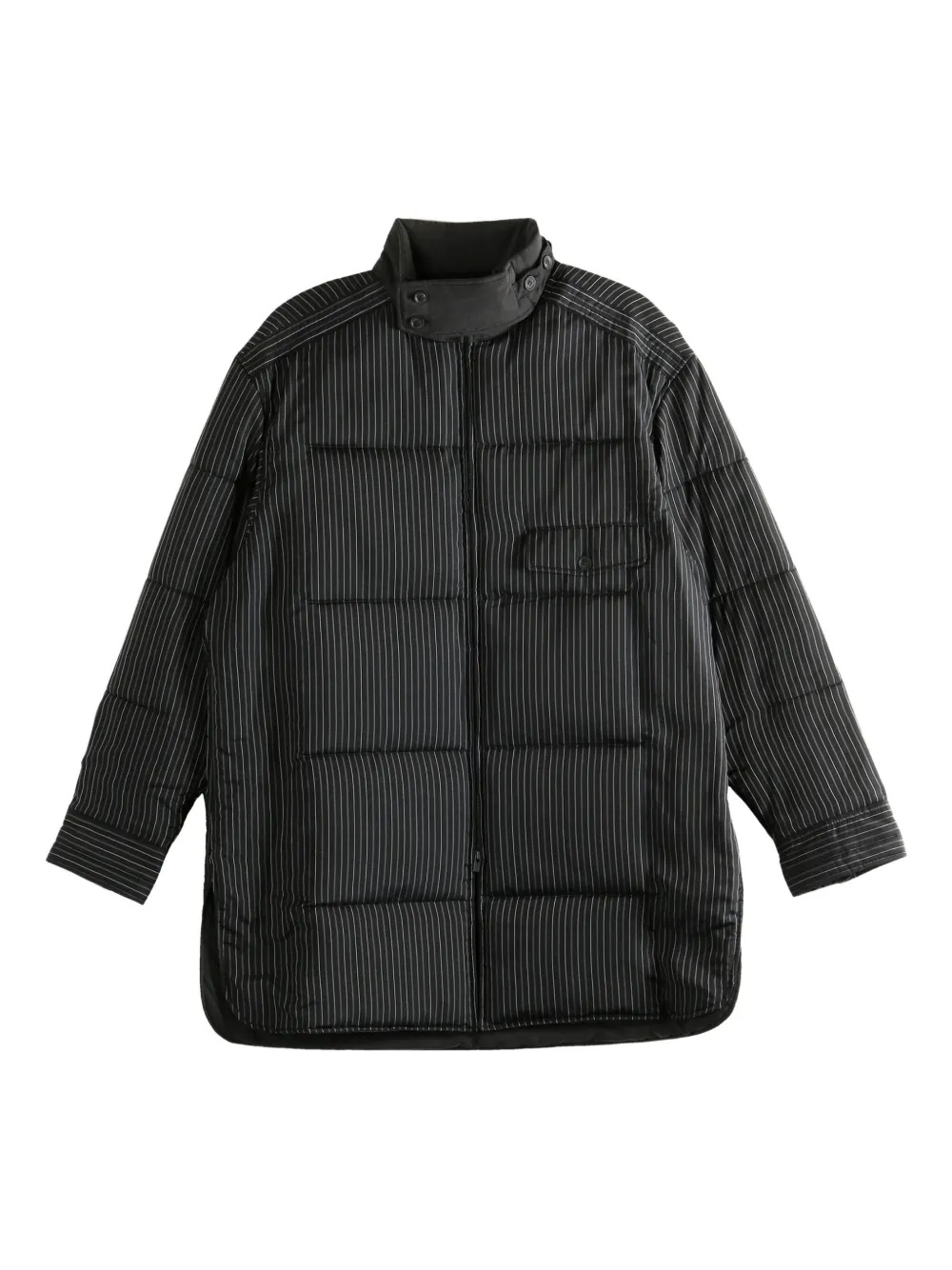 Yohji Yamamoto pinstripe pattern padded coat | Black | Image 1