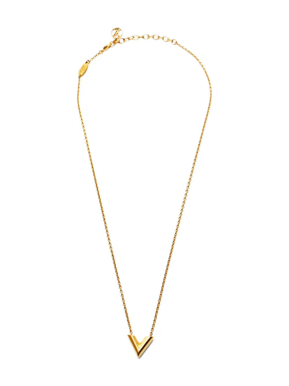 Pre-owned Louis Vuitton 2019 Essential V Necklace In Gold