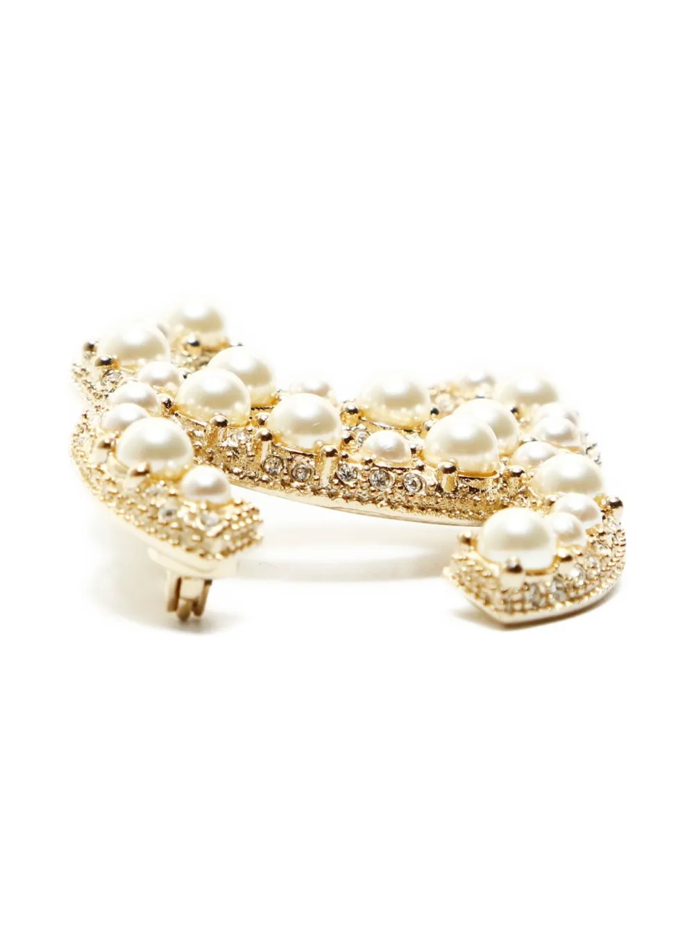Pre-owned Chanel 2017 Cc Faux-pearl Brooch In Gold