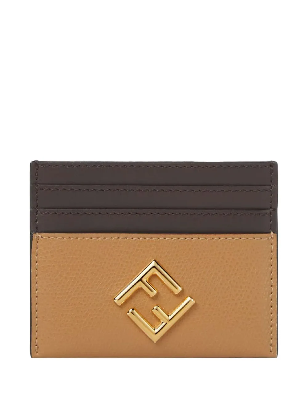 FENDI FF Diamonds logo-plaque card wallet - Toni neutri