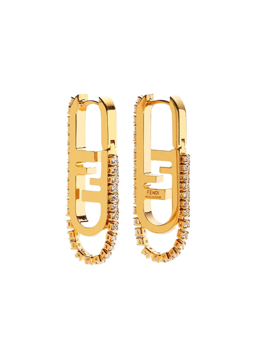 FENDI O'Lock-motif crystal earrings - ゴールドトーン