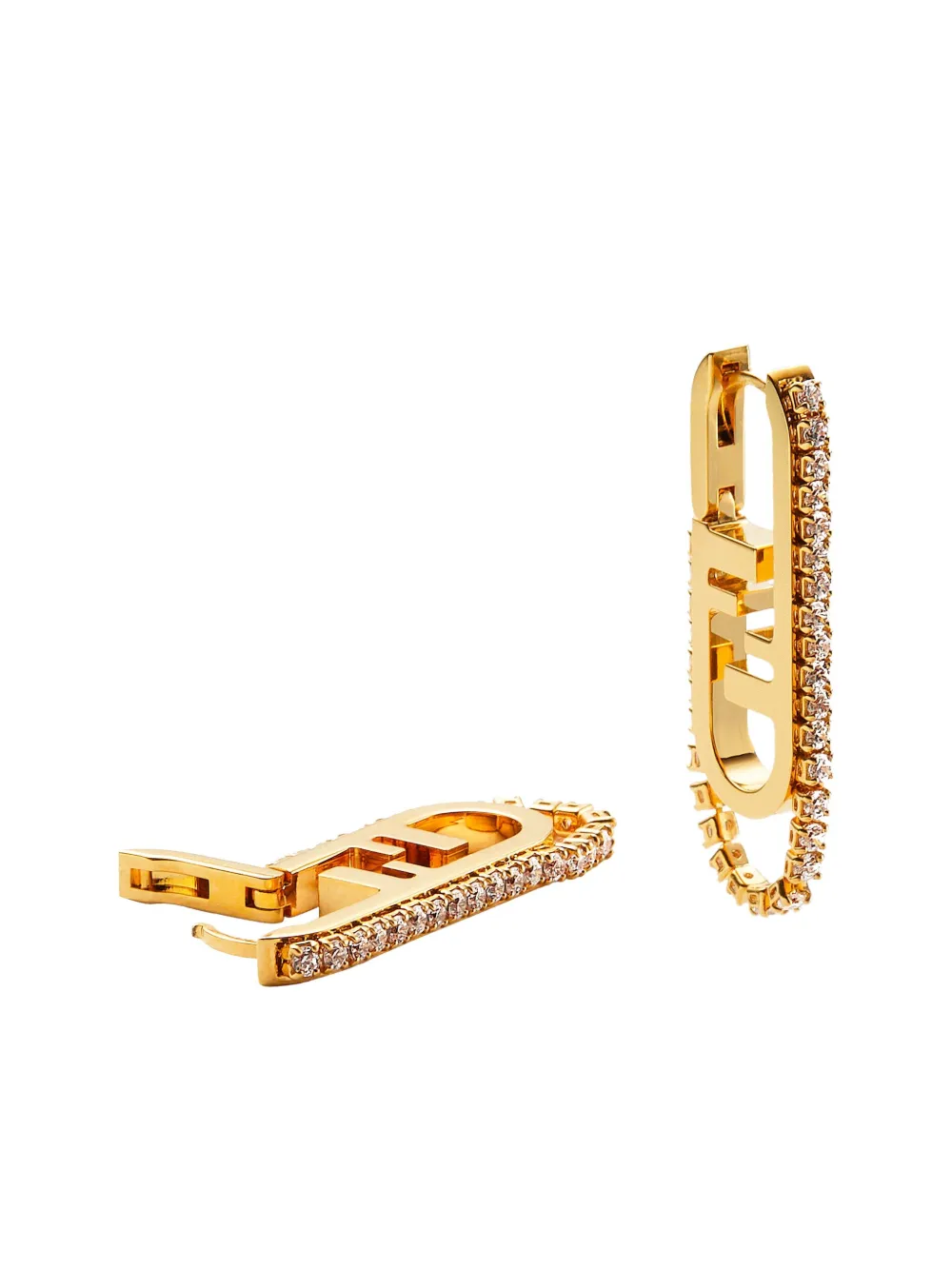 FENDI O'Lock-motif crystal earrings - Goud
