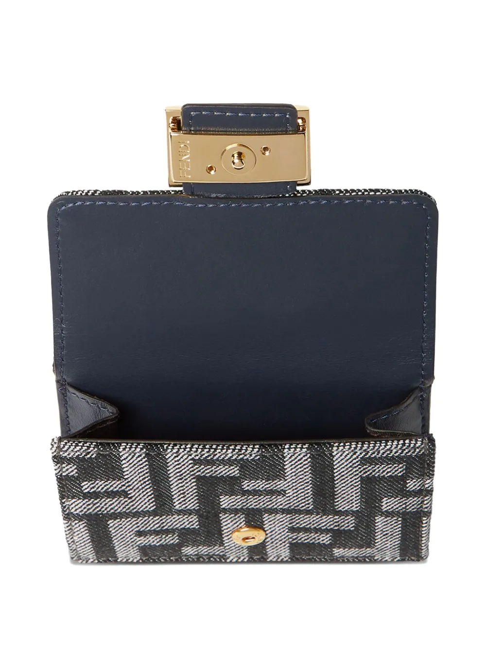 Fendi Micro Trifold Purse Textured Finish In Gray