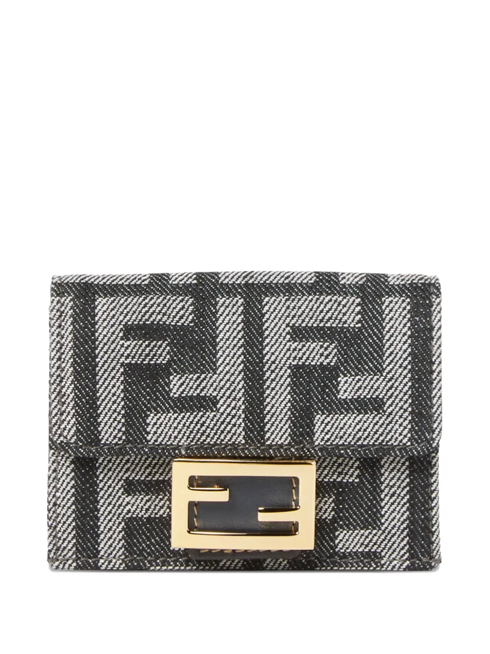 Fendi Micro Trifold Purse Textured Finish In Gray