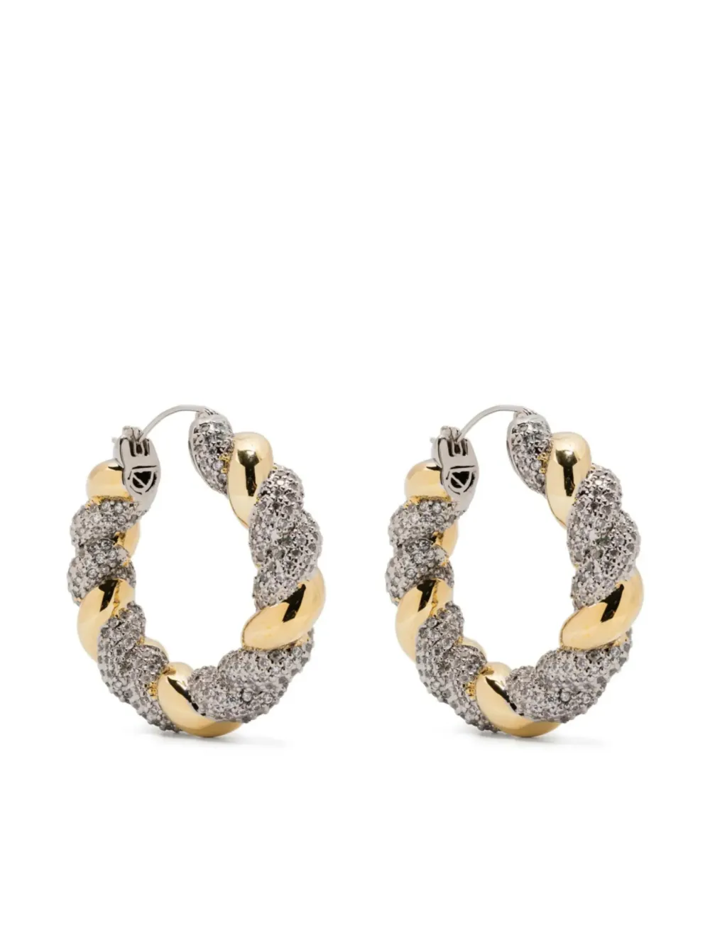 Eddie Borgo rtwo-tone pave rope hoop earrings | Silver | Image 1